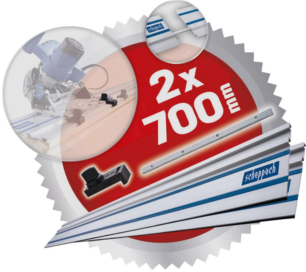 Scheppach PL55 plunge saw 160 mm + 2 x guide rail 700 mm + connector