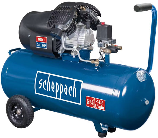 Scheppach HC100DC – Twin-Cylinder Air Compressor (100 L, 3 HP, 230 V)